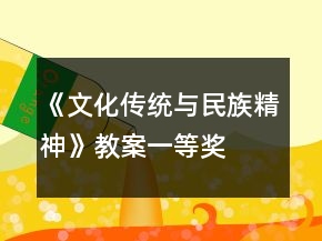 《文化傳統(tǒng)與民族精神》教案一等獎