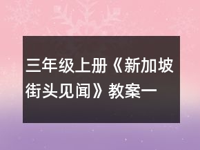 三年級上冊《新加坡街頭見聞》教案一等獎(jiǎng)