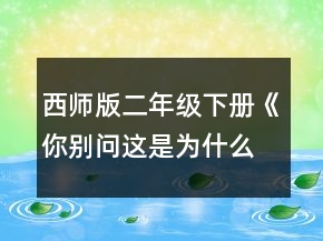 西師版二年級下冊《你別問這是為什么》教案一等獎