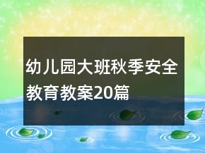 幼兒園大班秋季安全教育教案20篇