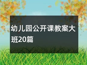 幼兒園公開課教案大班20篇