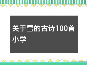 關(guān)于雪的古詩(shī)100首小學(xué)