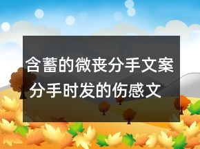 含蓄的微喪分手文案 分手時發(fā)的傷感文案87句