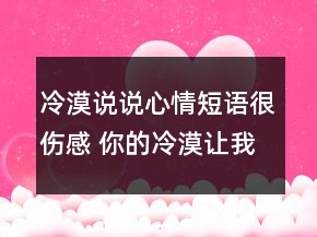 冷漠說(shuō)說(shuō)心情短語(yǔ)很傷感 你的冷漠讓我心痛句子79句