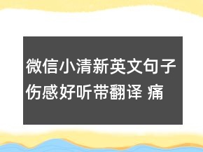 微信小清新英文句子傷感好聽帶翻譯 痛到極點的135句