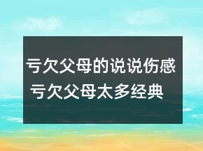 虧欠父母的說說傷感 虧欠父母太多經(jīng)典說說117句