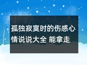 孤獨寂寞時的傷感心情說說大全 能拿走的都不屬112句