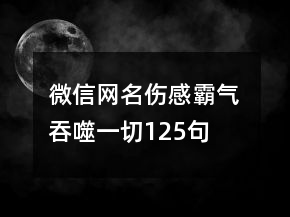 微信網(wǎng)名傷感霸氣 吞噬一切125句