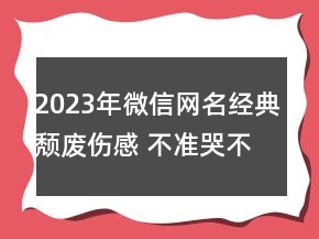 2023年微信網(wǎng)名經(jīng)典頹廢傷感 不準(zhǔn)哭不準(zhǔn)鬧不準(zhǔn)想念108句
