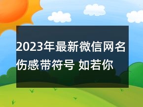 2023年最新微信網(wǎng)名傷感帶符號(hào) 如若你懂我便安心72句
