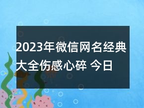 2023年微信網(wǎng)名經(jīng)典大全傷感心碎 今日頹廢126句