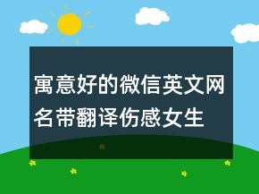寓意好的微信英文網名帶翻譯傷感女生 情緒控91句