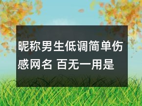 昵稱男生低調(diào)簡單傷感網(wǎng)名 百無一用是深情101句