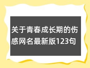 關(guān)于青春成長期的傷感網(wǎng)名最新版123句