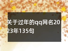 關(guān)于過年的qq網(wǎng)名2023年135句