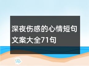 深夜傷感的心情短句文案大全71句