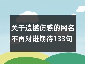 關于遺憾傷感的網名不再對誰期待133句