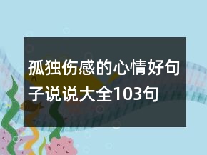 孤獨(dú)傷感的心情好句子說(shuō)說(shuō)大全103句