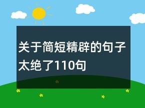 關于簡短精辟的句子太絕了110句