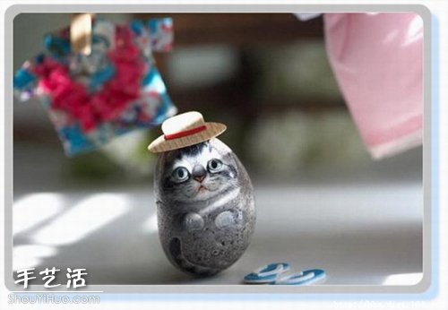 貓咪創(chuàng)意石繪藝術作品 -  itrip.net.cn