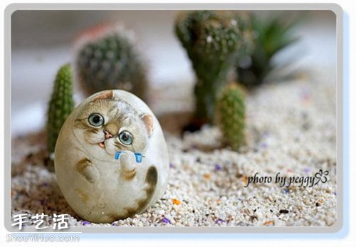 貓咪創(chuàng)意石繪藝術作品 -  itrip.net.cn