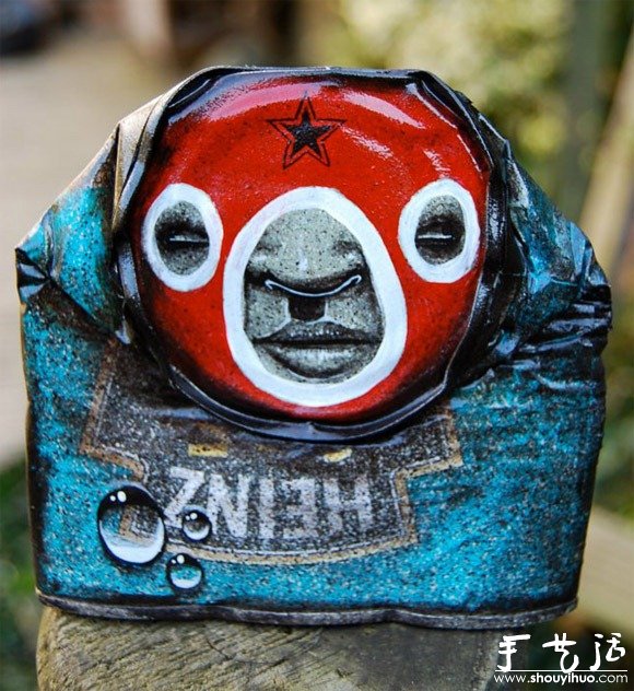 廢棄易拉罐涂鴉而成的藝術(shù)品 -  itrip.net.cn