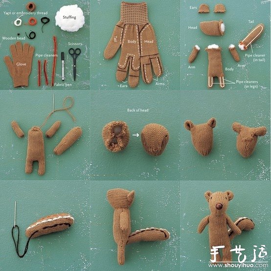 舊手套手工DIY可愛小松鼠 -  itrip.net.cn