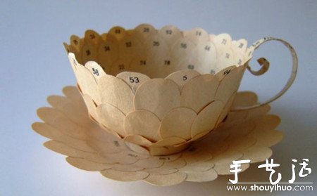 回收書頁手工制作精美的茶杯 -  itrip.net.cn