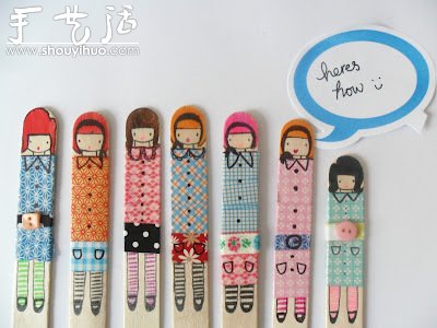 雪糕棍上繪制的可愛小女生 -  itrip.net.cn
