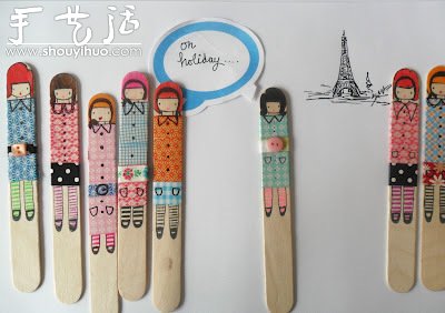 雪糕棍上繪制的可愛小女生 -  itrip.net.cn