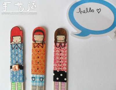 雪糕棍上繪制的可愛小女生 -  itrip.net.cn