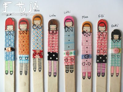 雪糕棍上繪制的可愛小女生 -  itrip.net.cn