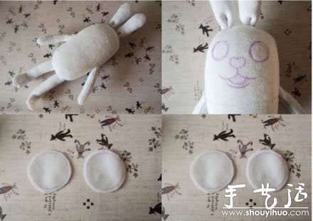 襪子布藝制作可愛(ài)兔子的手工教程 -  itrip.net.cn