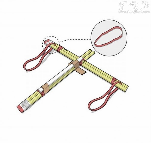 彈射橡皮的玩具弓弩的手工制作方法 -  itrip.net.cn
