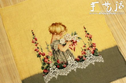 田園風(fēng)采花姑娘十字繡圖案 -  itrip.net.cn
