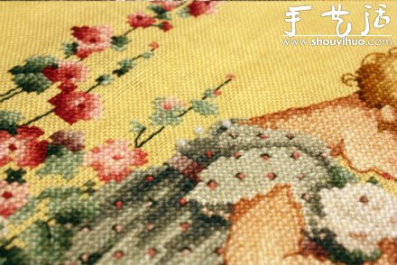 田園風(fēng)采花姑娘十字繡圖案 -  itrip.net.cn