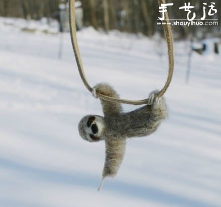 羊毛氈手工制作蕩秋千的小動(dòng)物 -  itrip.net.cn