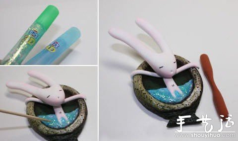 軟陶手工DIY泡澡的長耳朵兔子 -  itrip.net.cn