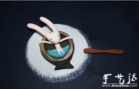 軟陶手工DIY泡澡的長耳朵兔子 -  itrip.net.cn