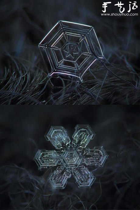 鏡頭反接微距拍下的晶瑩雪花 -  itrip.net.cn