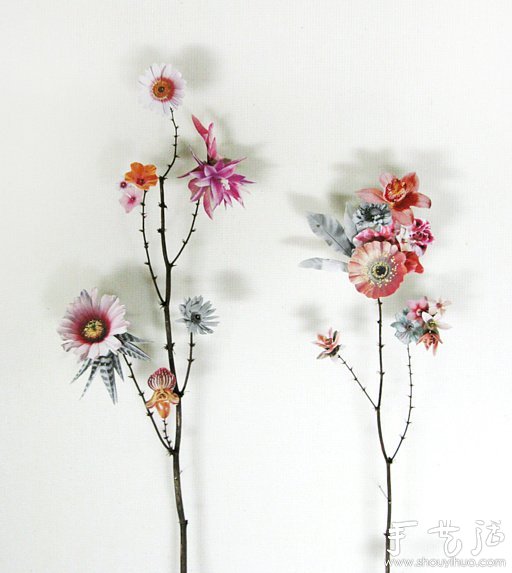 紙花和樹枝DIY的精美紙藝作品 -  itrip.net.cn