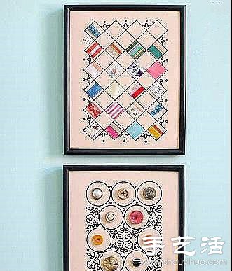 零碎布料+紐扣創(chuàng)意DIY裝飾畫 -  itrip.net.cn