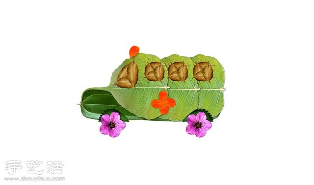 樹葉+創(chuàng)意 DIY精美逼真拼貼畫 -  itrip.net.cn