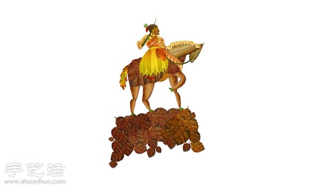 樹葉+創(chuàng)意 DIY精美逼真拼貼畫 -  itrip.net.cn
