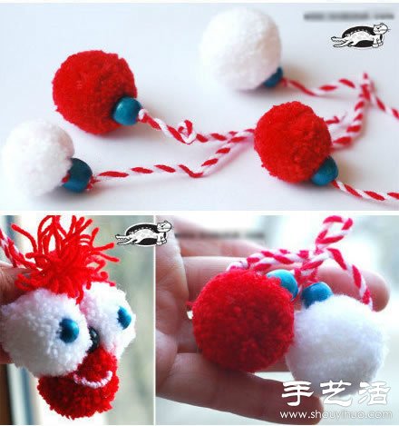 毛線+叉子+串珠 手工制作可愛(ài)毛毛蟲(chóng)玩具 -  itrip.net.cn