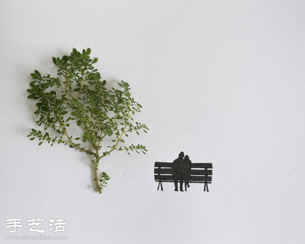 樹(shù)葉+插畫(huà) 創(chuàng)意DIY有趣的拼貼畫(huà) -  itrip.net.cn