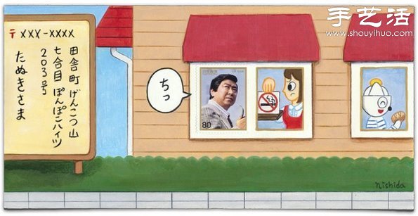 手繪與郵票圖案巧妙結(jié)合 DIY暖暖的信封  -  itrip.net.cn