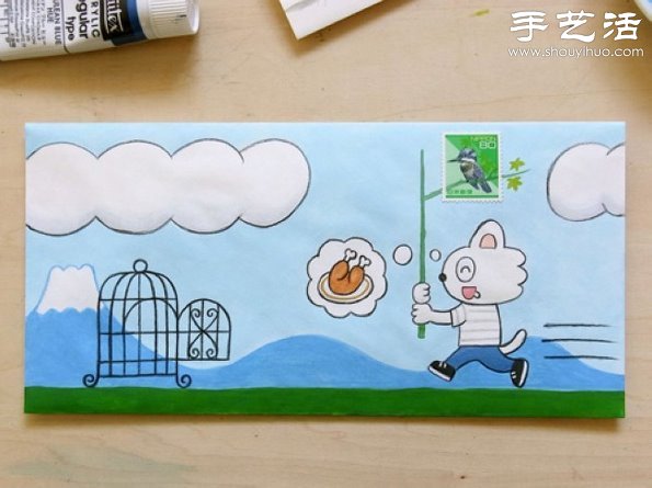手繪與郵票圖案巧妙結(jié)合 DIY暖暖的信封  -  itrip.net.cn