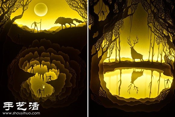 剪紙配合光線DIY童話色彩紙雕場(chǎng)景 -  itrip.net.cn