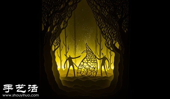 剪紙配合光線DIY童話色彩紙雕場(chǎng)景 -  itrip.net.cn